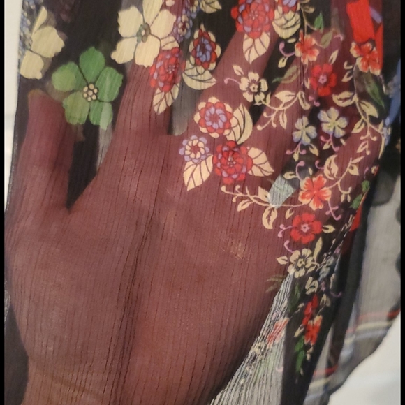 Fei Anthropologie 100% Silk Peasant Blouse Small - Picture 4 of 7